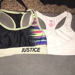 Justice sport bras.